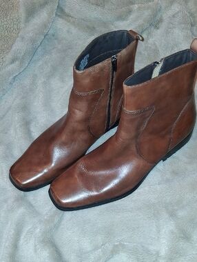 Rockport Sz.16 Men's Brown Leather Ankle Boots - Side Zip